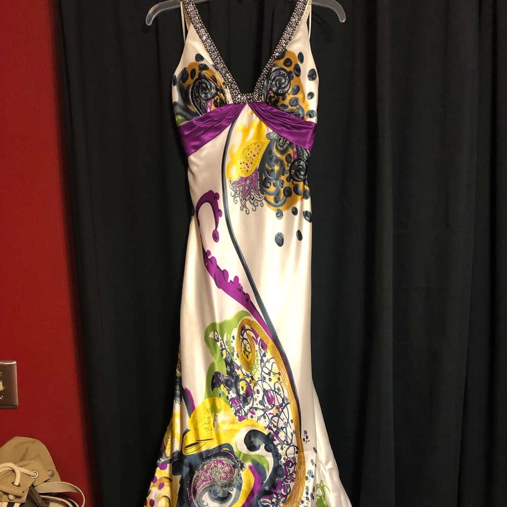La Femme Floral Prom Dress
